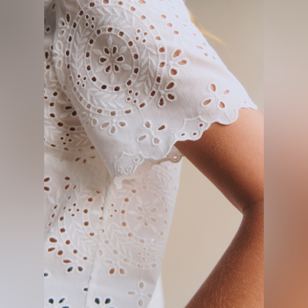 Sezane White Eyelet Blouse - Picture 4 of 7